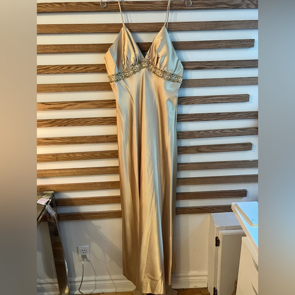 Strapless Gold Evening Dress